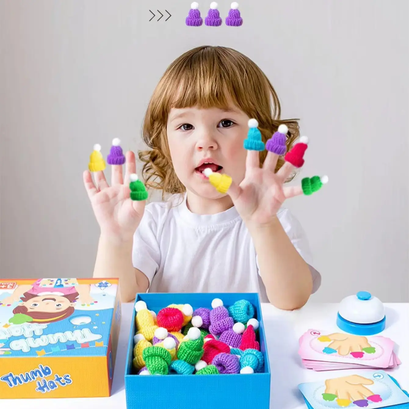 Jeu Montessori de couleurs assorties pour doigtiers pour enfants, jouets éducatifs sensoriels pour main gauche et droite