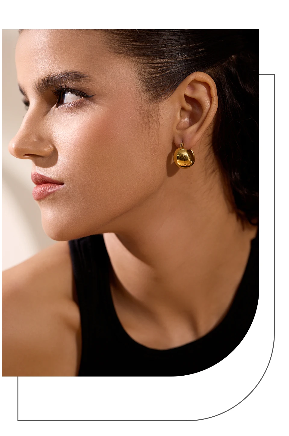 Yhpup Charm Edelstahl klobige geometrische ungewöhnliche Ohrringe personalisierte Metall rostfrei 18K Gold Farbe Schmuck Bijoux Femme – Detail 4