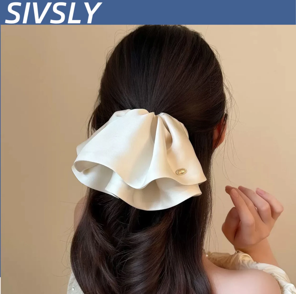 

High-end design, heavy-duty satin skirt, ponytail clip, women's high-end fashion hairpin, princess French gentle hair tie