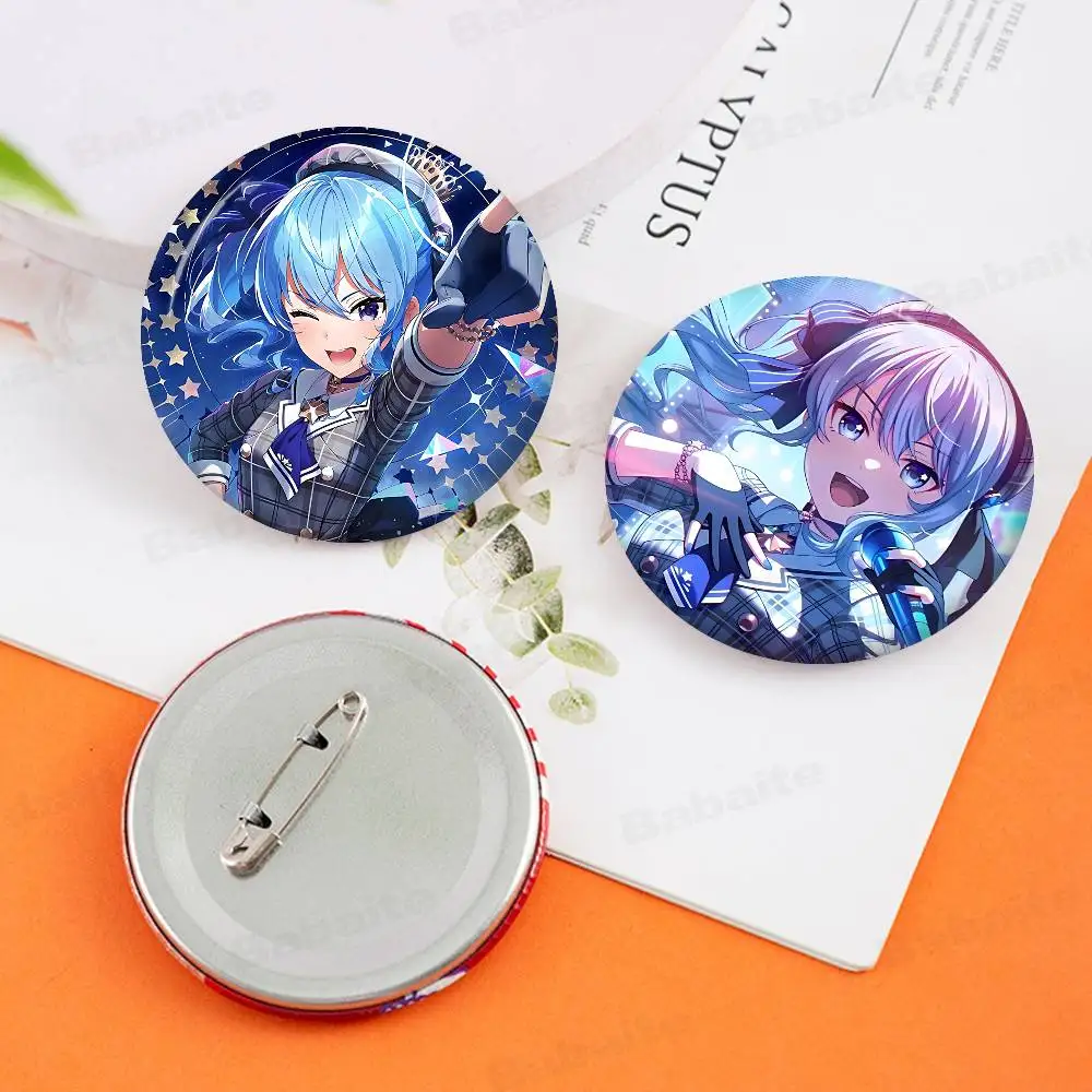 Virtual singers H-hoshimachi S-suisei Round Button Pins Slogan Creative Brooches Backpack Clothes Decoration Fashion Cartoon