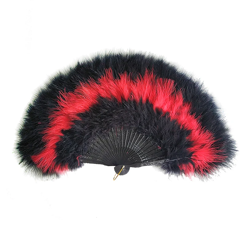 Feather Fan Foldable Handmade Hand Peacock Fans Palace Decorative Wedding Party Dance Props Abanico Christmas Party Decoration