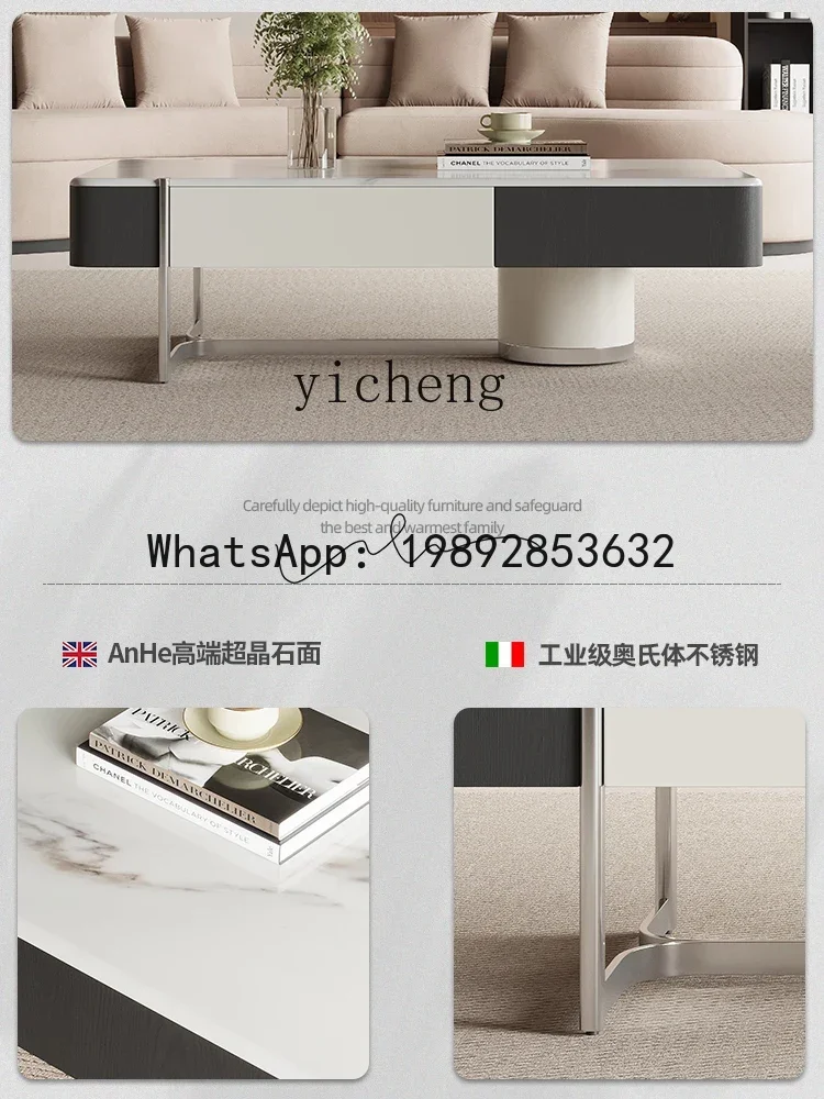 Quiet Style Square Modern Simple Small Apartment Living Room Designer Creative Super Crystal Stone Suspension Tea Table
