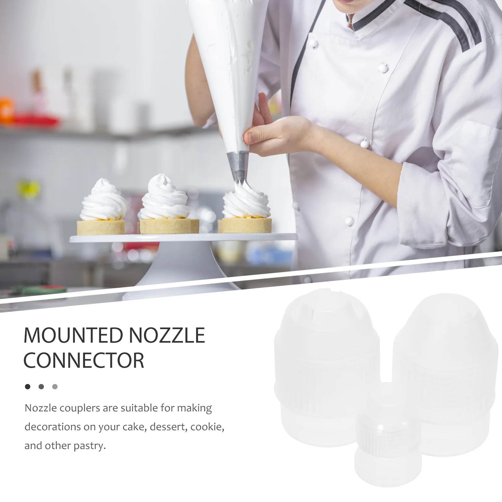 

3pcs Piping Bag Tip Couplers Plastic Nozzle Converters For Cake Decorating Baking Tools Pastry Cupcake Cookie Decoration Set