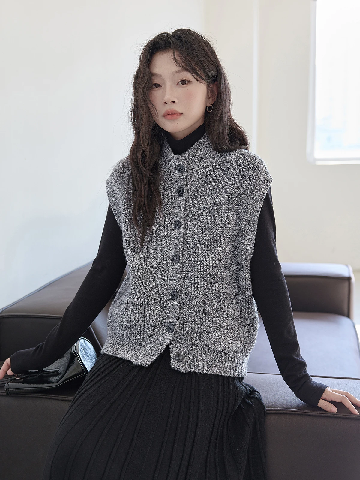 

ay Knitted Open Cardigan Women's Spring 2026 New Retro Versatile Layering Svel Cardigan HUIXI Commute Sle Pure Color