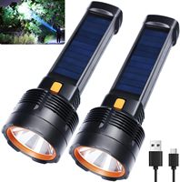 Multi-function Solar / USB Charging LED Flashlight Super Bright Waterproof Torch Light for Home, Camping,Hiking