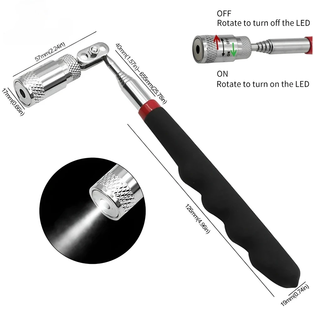 

Мини-портативная телескопическая магнитная магнитная ручка, удобные инструменты, емкость для сбора гайки, болта, выдвижной стержень для захвата