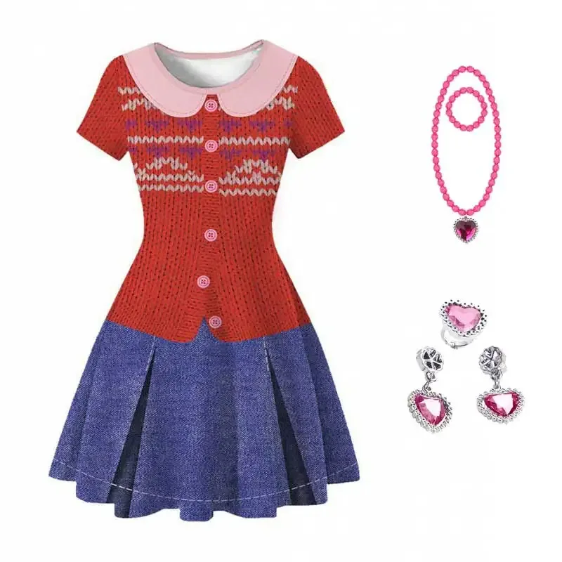 الدب دن طفل الفتيات تحول الأحمر تأثيري ميلين لي فستان زي الطفل ملابس للحفلات هدية الكريسماس هالوين كوس جديد 2025