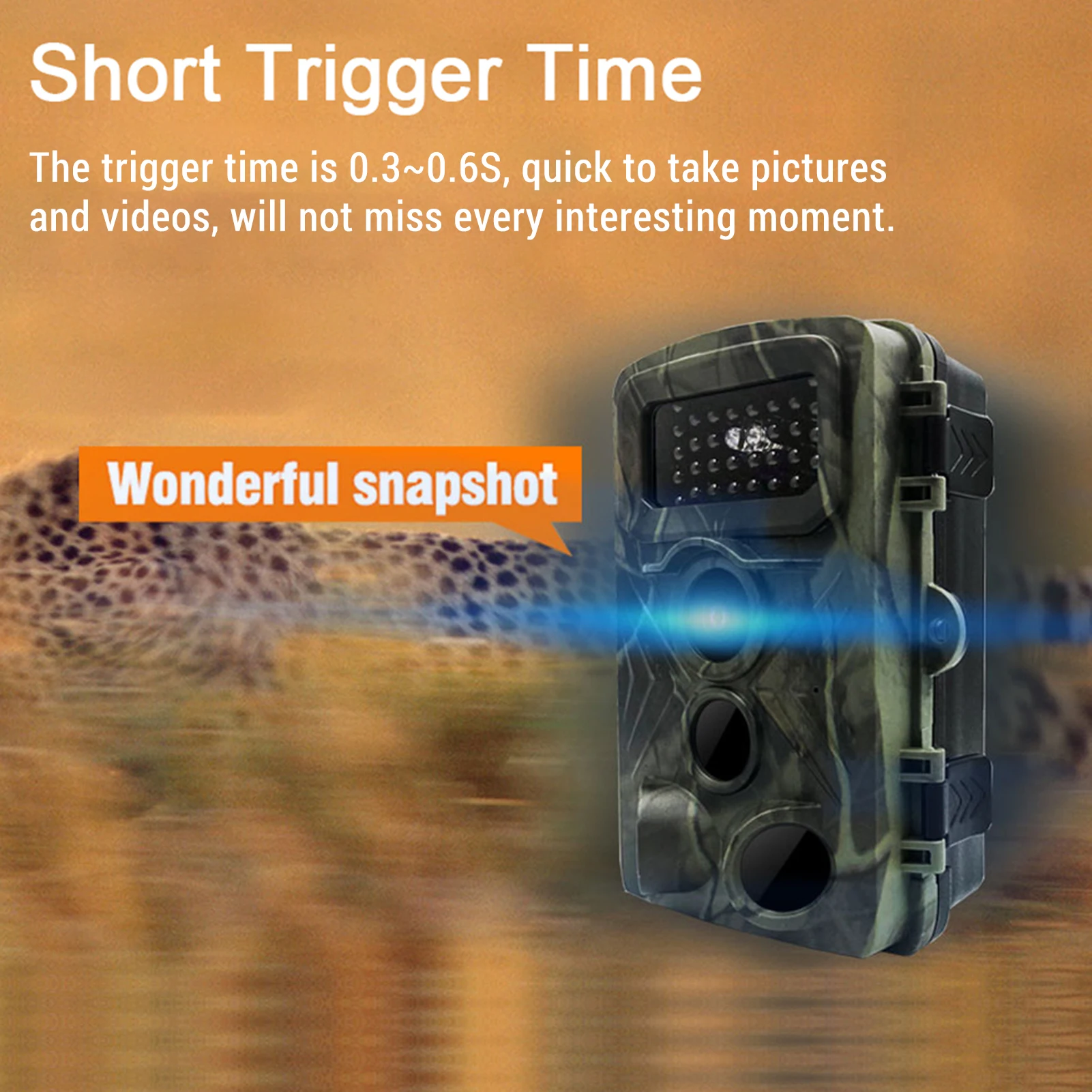 ZK30 Trail Camera Multifunctional 58MP IP54 Water Resistant Portable Infrared Outdoor Wildlife Monitoring Camera with 34pcs LED