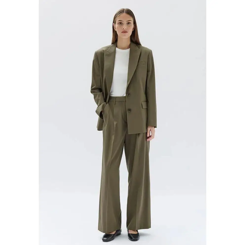 New Cool Green Women Pants Set High-end Single Breasted Female Two Pieces(Blazer+Trousers)أطقم بناطيل