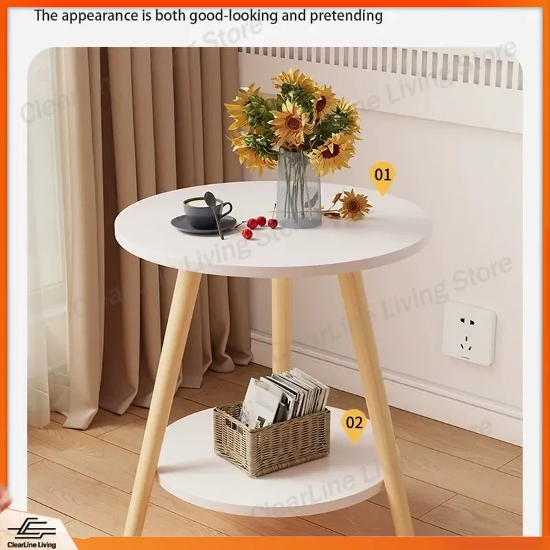 Small Round Coffee Table for Living Room Sofa Side Table Bedroom Bedside Table Balcony