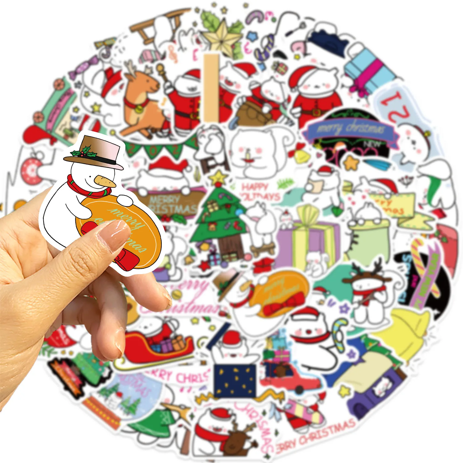 50 Stück Weihnachts-Eichhörnchen-Aufkleber, geeignet für Notebook-Computer, Gepäck, Kühlschrank, Skateboards, Handyhüllen