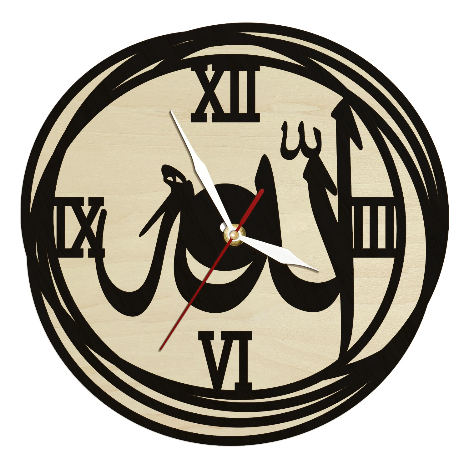 Allah Arabic Calligraphy Wall Clock Wooden Wall Clock Modern Design Islamic Art Silent Quartz Clock Muslim Home Decor Wall Watch