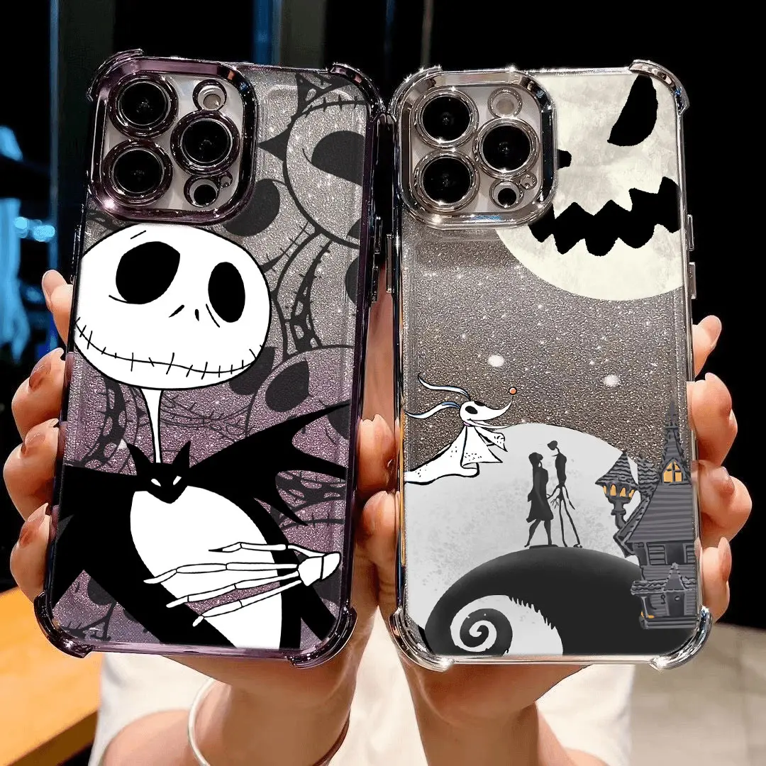 The Nightmare before Christmas Phone Case For iPhone 16 15 14 13 12 11 Pro Max X XR XS 7 8 Plus Shockproof Glitter Armor Cover