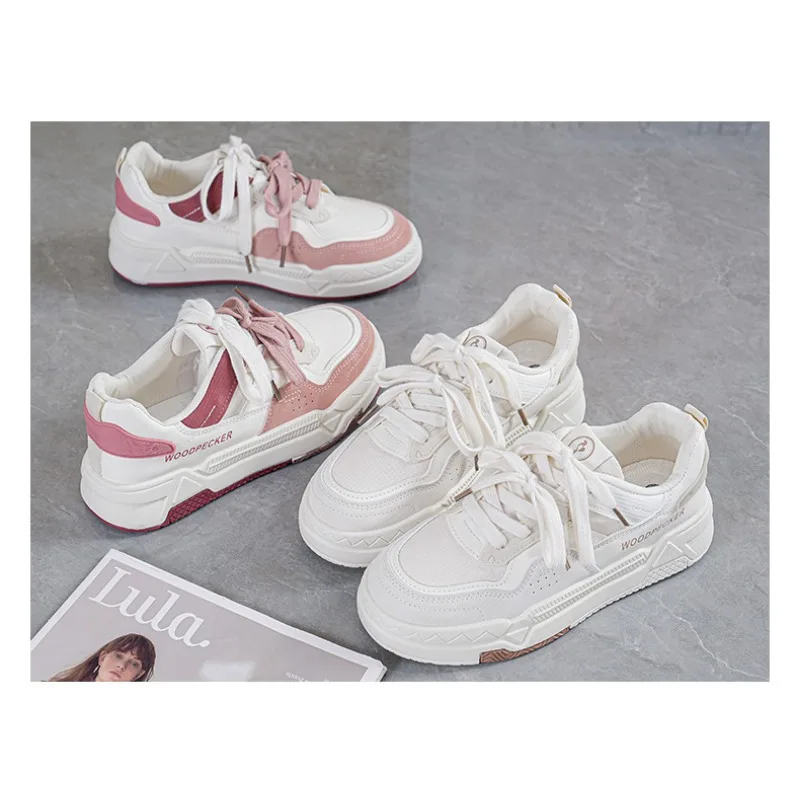 

OIQERE Women 2025 White unky Casual Sneakers Breathable Mesh Shoes Lace-Up Versatile Daily Student Trendy Footwear