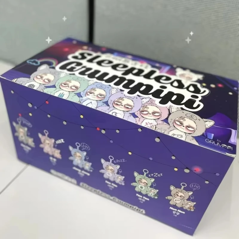 أنيمي Sleepless Grumpipi سلسلة الفينيل صندوق أعمى خارج التحكم أفخم دمية عمل الشكل حقيبة قلادة الديكور لعبة صندوق غامض