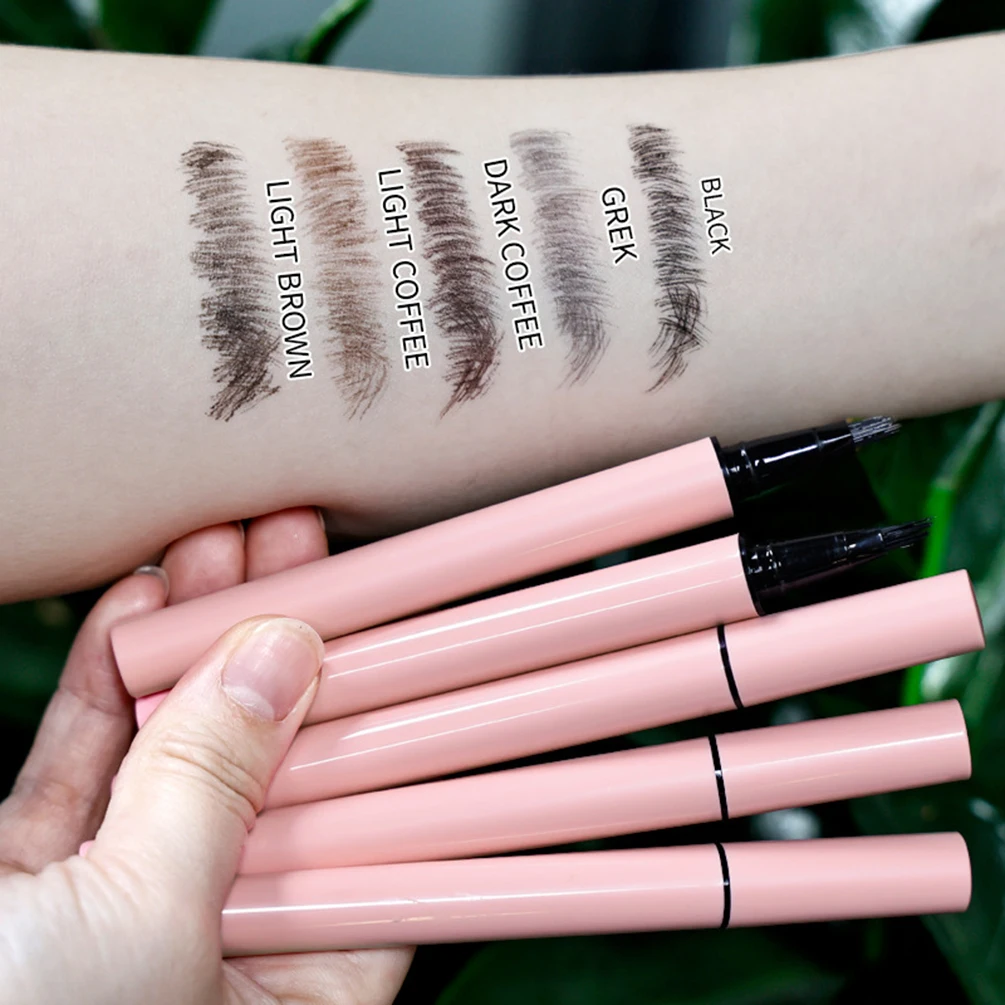 5-Farben-flüssiger Augenbrauenstift Private Label Wasserdicht Schnelltrocknend Langlebig Individuelles Logo Natürliches Make-up Großhandel Rosa Paket