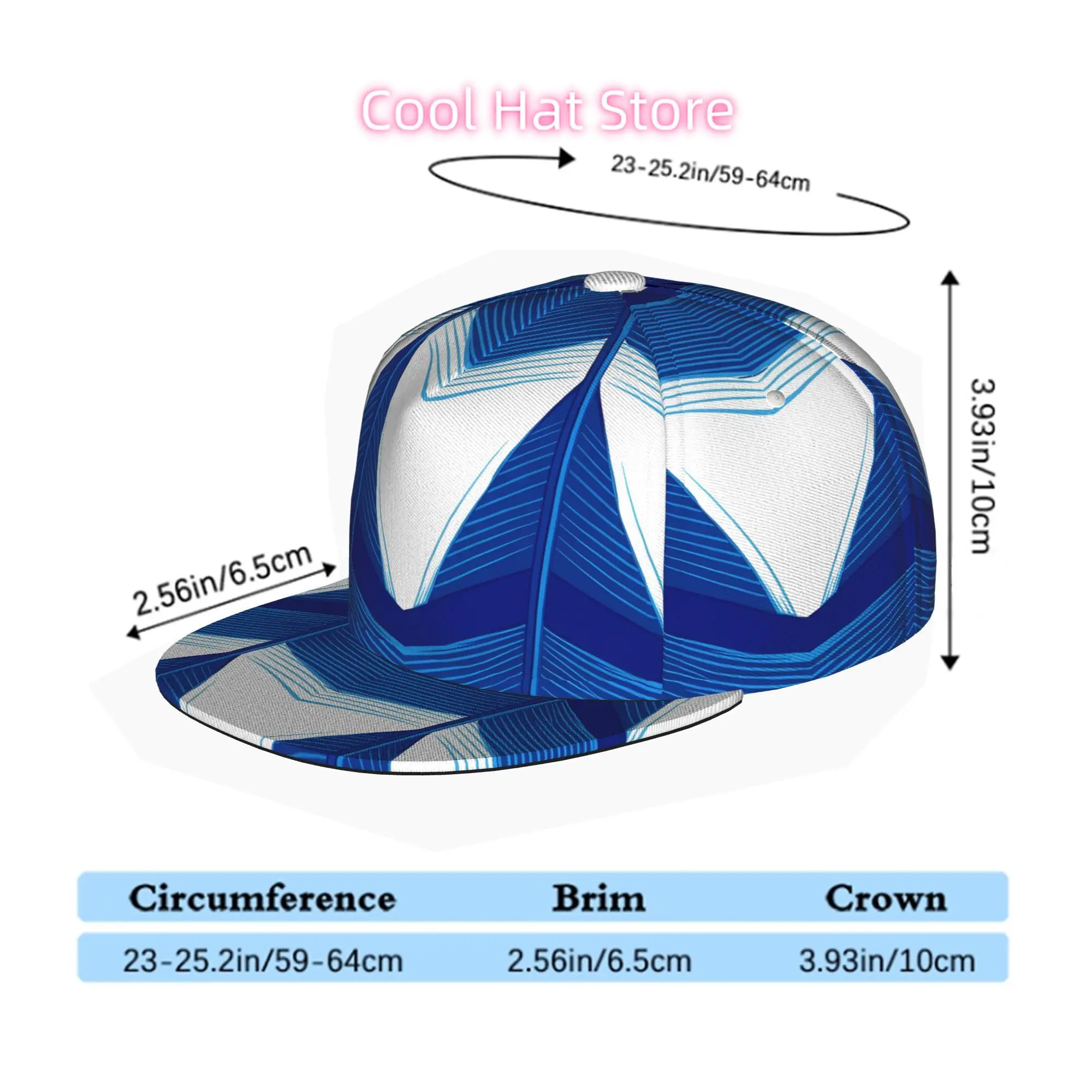 Men' & Women' Blue White Arrow Snapback Trucker Hat - Adjustable Flat Brim Baseball Cap with Soft Suitable for Skateboarding, Da