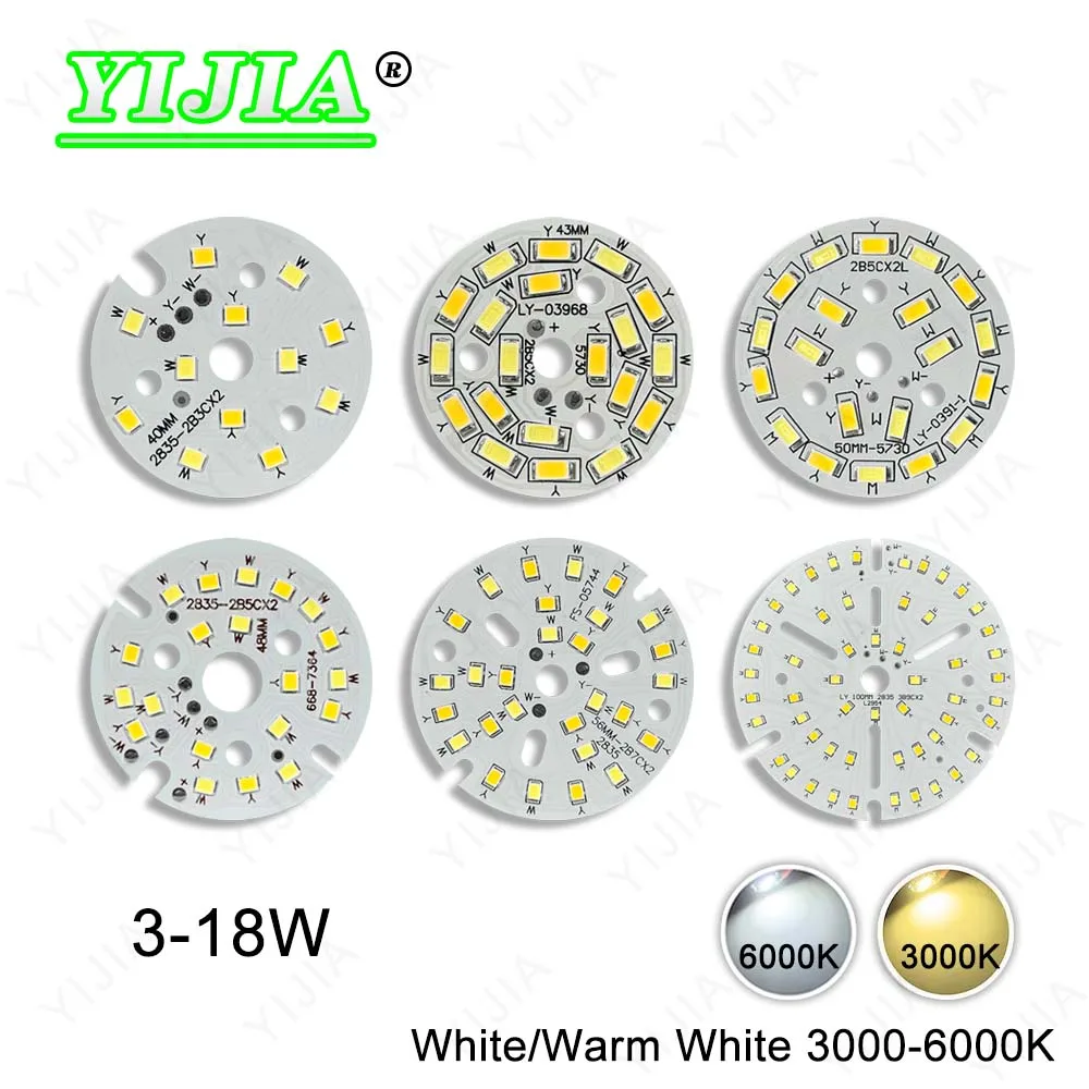 10 sztuk SMD2835 dwukolorowa tablica świetlna 3W 5W 7W 9W tablica świetlna PCB z płytką źródłową światła LED dla majsterkowiczów żarówki LED typu downlight