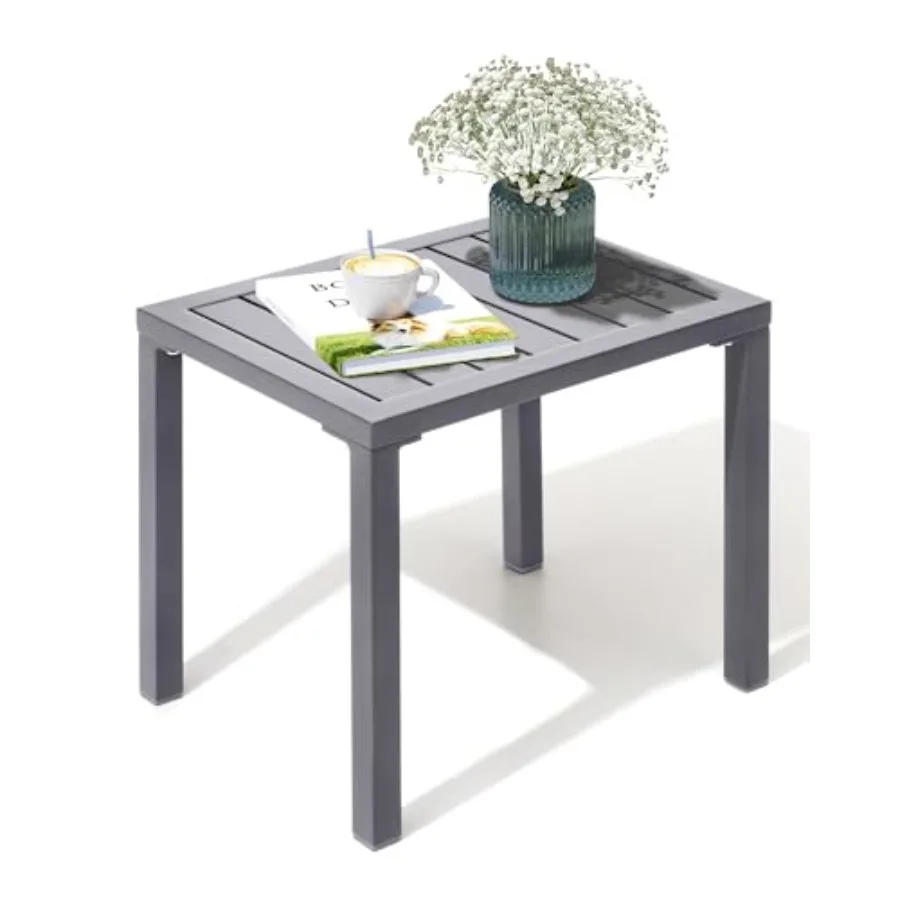 

Outdoor Side TableAluminum Rectangular Side/End Table Small Patio Coffee Bistro Table for Outdoor Indoor
