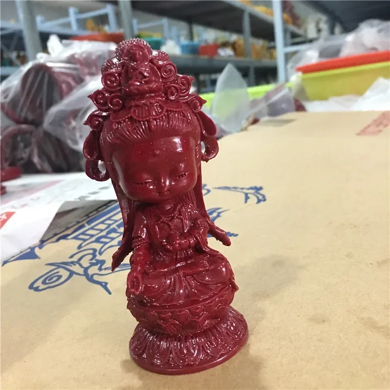 

Mini Guanyin ornaments, cinnabar carved Buddha statues, home decorations, handicrafts, opening gifts, mascots