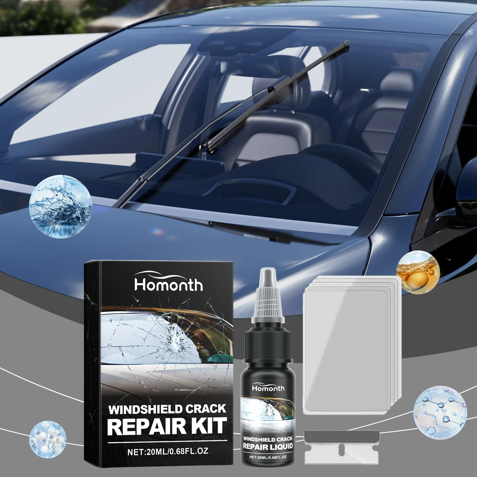 US EU Local Warehouse Car Windshield Crack Repair Kit, Nano Resin Liquid for Quick Fix Chips & Cracks, Restore Clear View, DIY Auto Glass Repair Set for Front Windshield Minor Damage Restoration