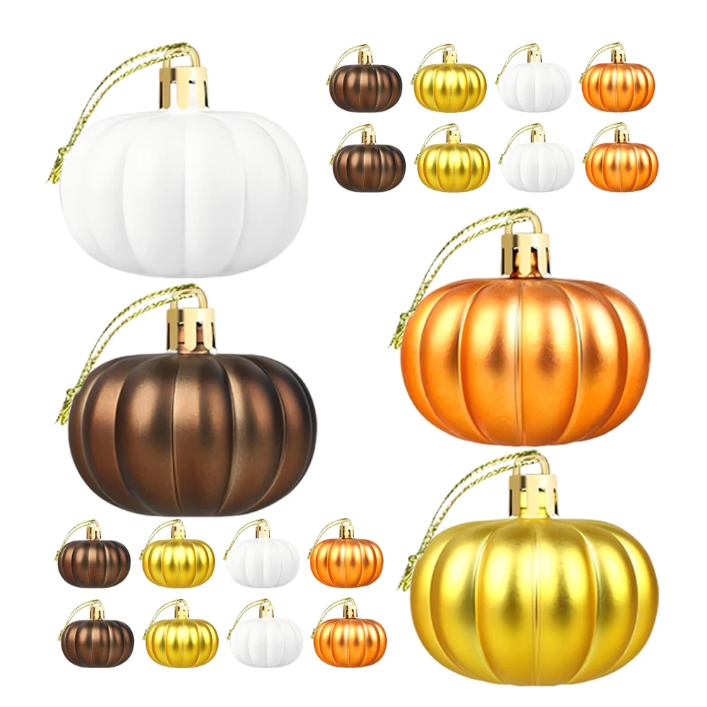 

24pcs Fake Pumpkin Hanging Decor Jack O Lanterns Ornaments Plastic Pumpkin Decor For Thanksgiving Halloween Christmas Fall