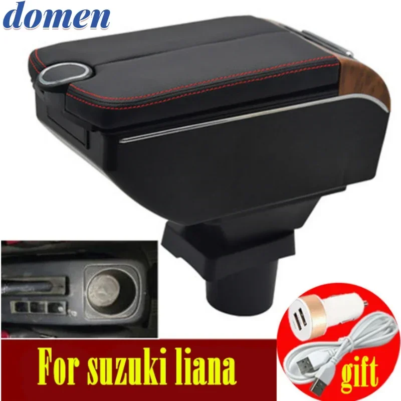 For suzuki liana armrest box Double doors open 7USB Centre Console Storage Armrest Box