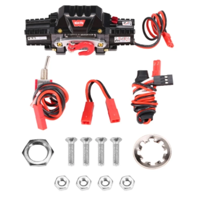 

RC Car Dual Motors Metal Winch RC Car Metal Winch Large Load Capacity Winch with CH3 Connecting Line Manual Controller