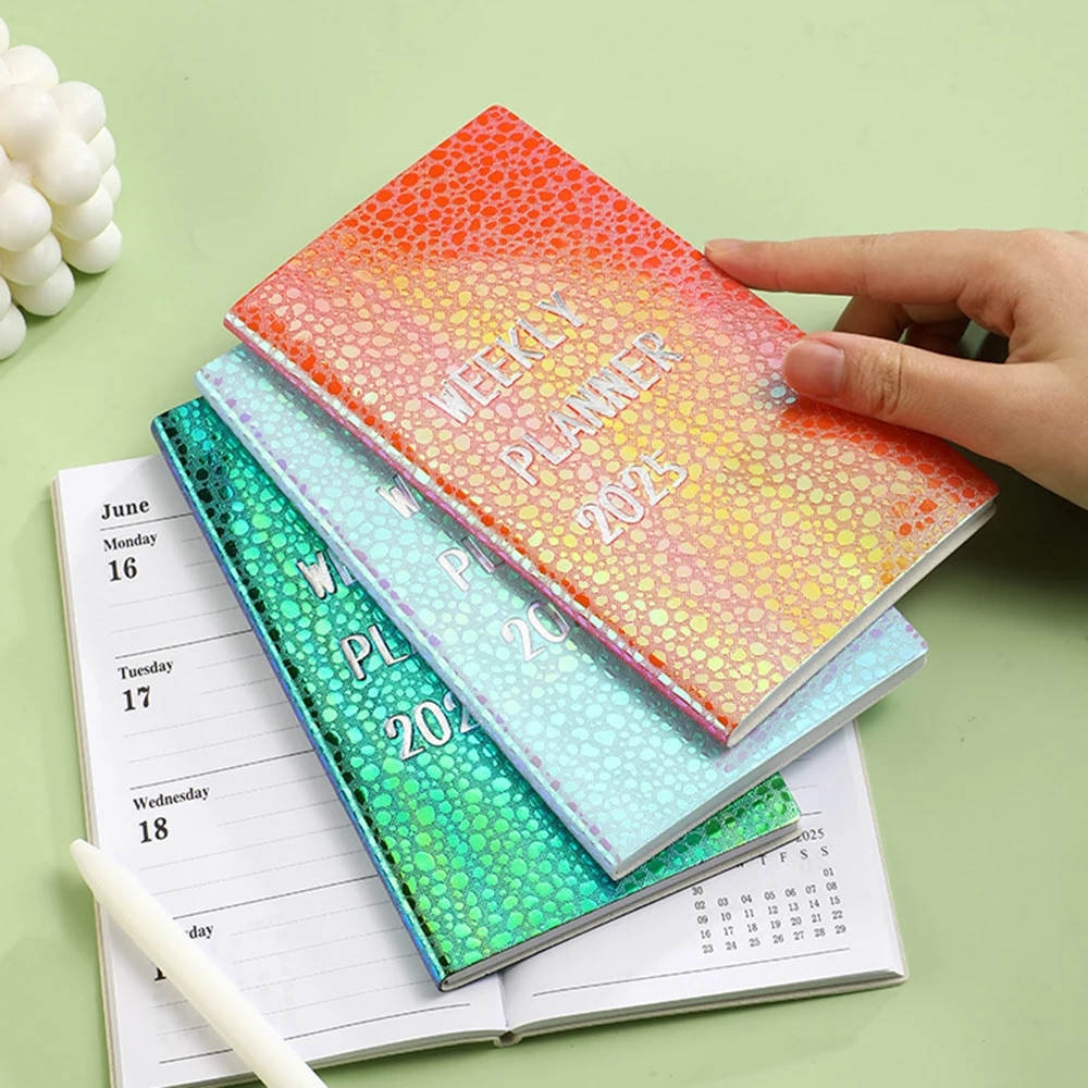 2025 A6 Dazzling Color Pocket Notebook 365 Days Notepad Diary Week Planner Stationery Office School Supplies