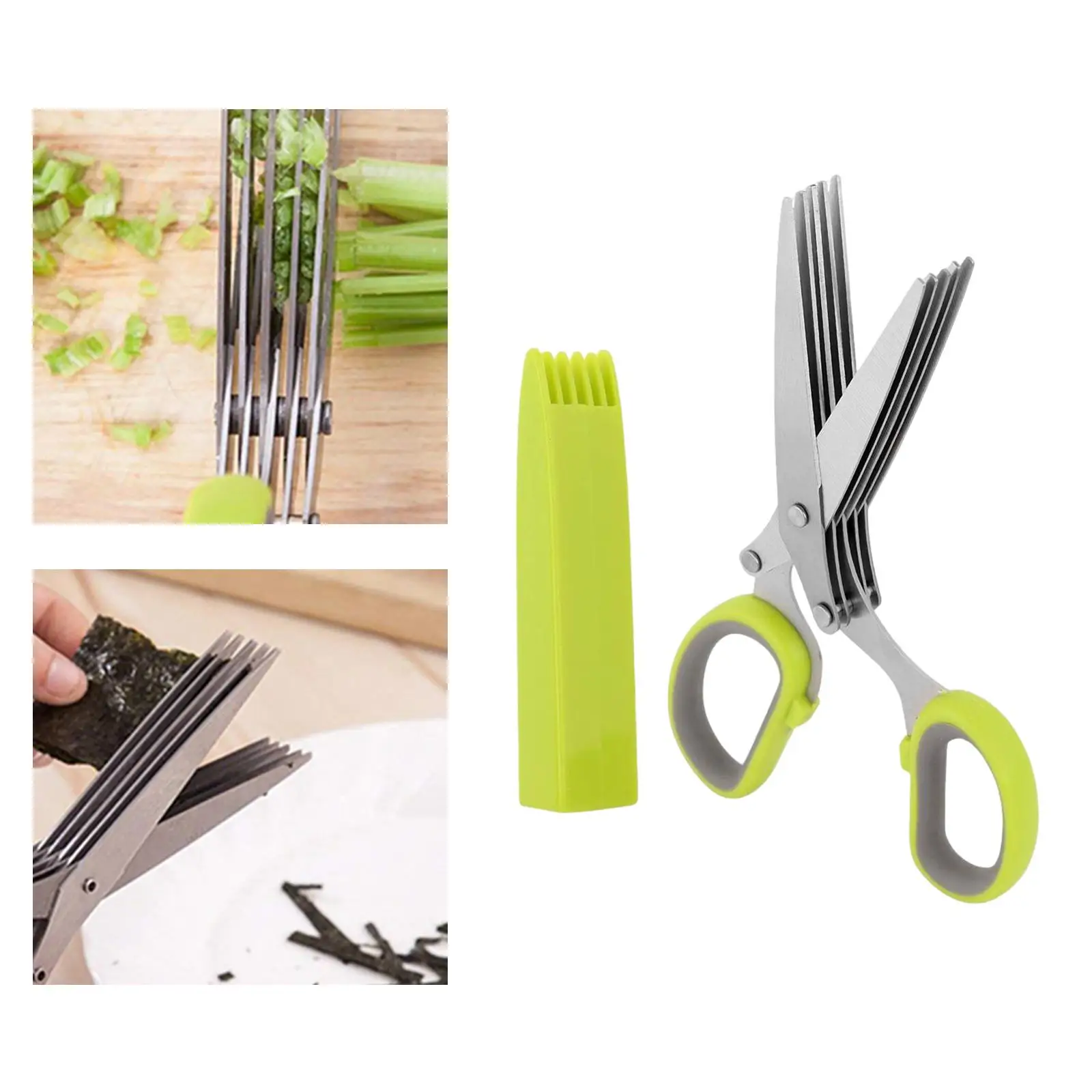 Kitchen Shallot Scissors 5 Layers Hreb Cutter Green Onion Herb Cutlery, Mincer, Sharp Dishwasher Safe, Culinary Chopper