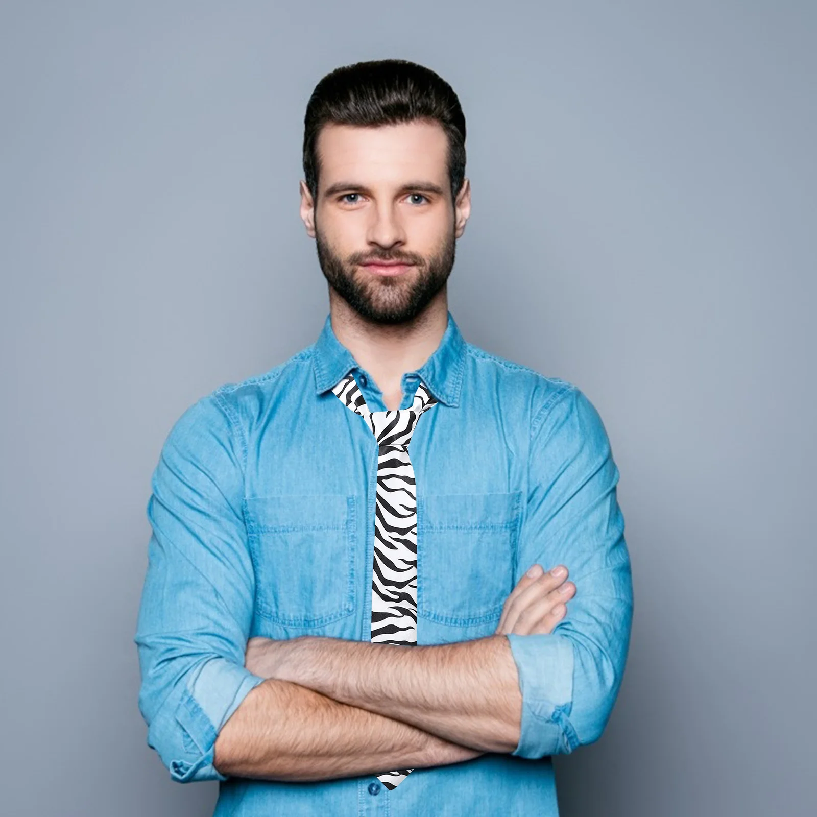 

2PCS Zebra Leopard Pattern Necktie Durable Practical Special Design Comfortable Daily Party Concert Bars Holiday Decor Supplies