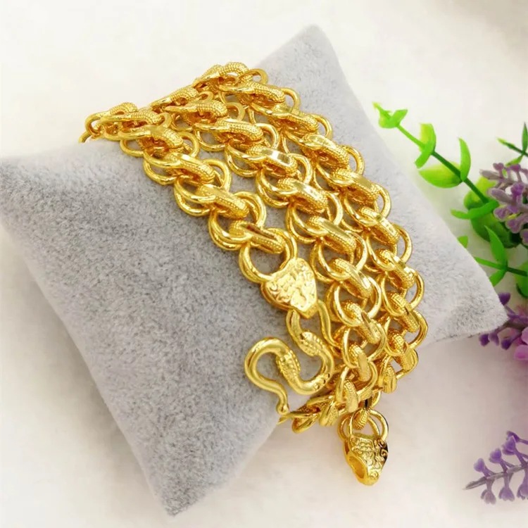 AU999 Domineering Snake Bone Necklace Men's 24K Gold - Retro pattern, non-deformable, trendy and value-preserving
