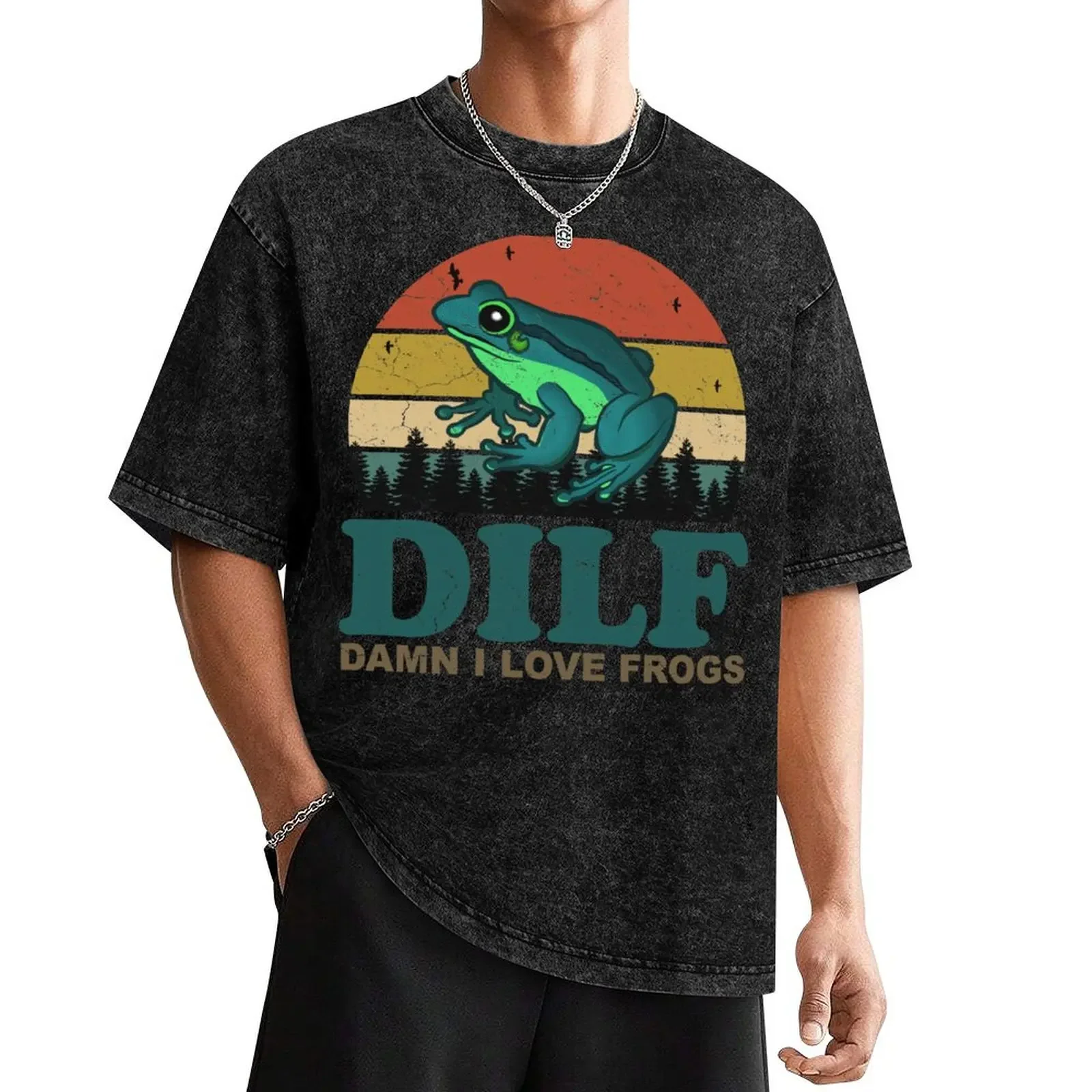 

DILF Damn I Love Frogs T-Shirt anime clothes blue archive for a boy Short sleeve tee men