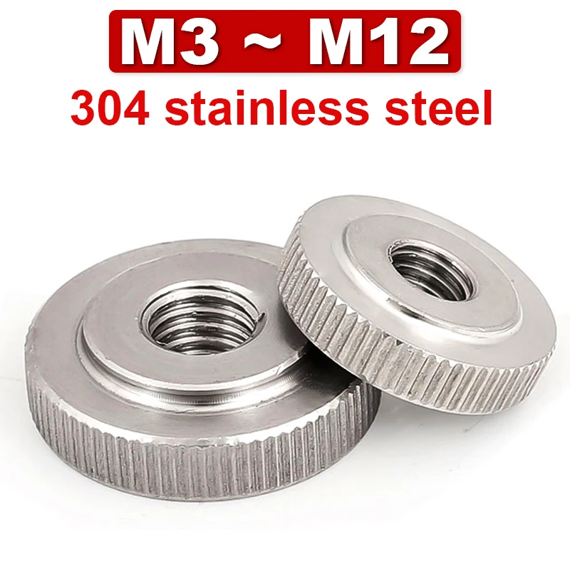 304 Stainless Steel Knurled Hand Thin Nut Through Hole Flat Flat Nut Gb807 Lock With Step M3 M4 M5 M6 M8 M10 M12