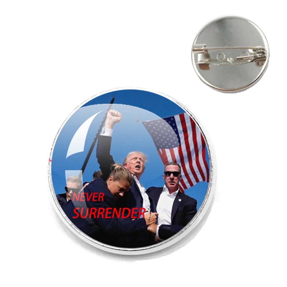 2024 Trump Shooting Make Me Stronger Badge Presidential Election Never Surrender Souvenir Medal Donald Trump brooch Pin