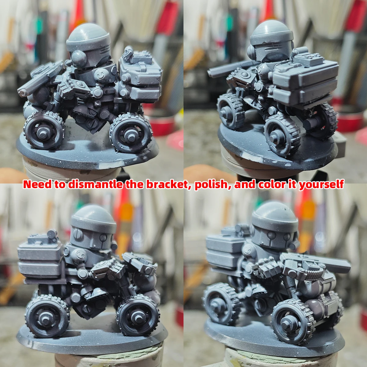Q-Version Maßstabsmodell-Set 3D-Harz Miniatur-Soldatenfiguren Diorama Unbemalte Sci-Fi-Cartoon-Mobile Infanterie DIY – Detail 6