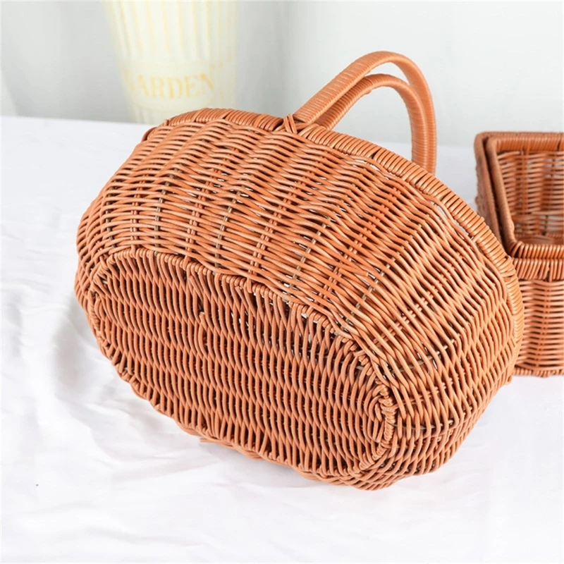 Handwoven Florals Basket Fruit Eggs Storage Basket Flower Baskets with Handle