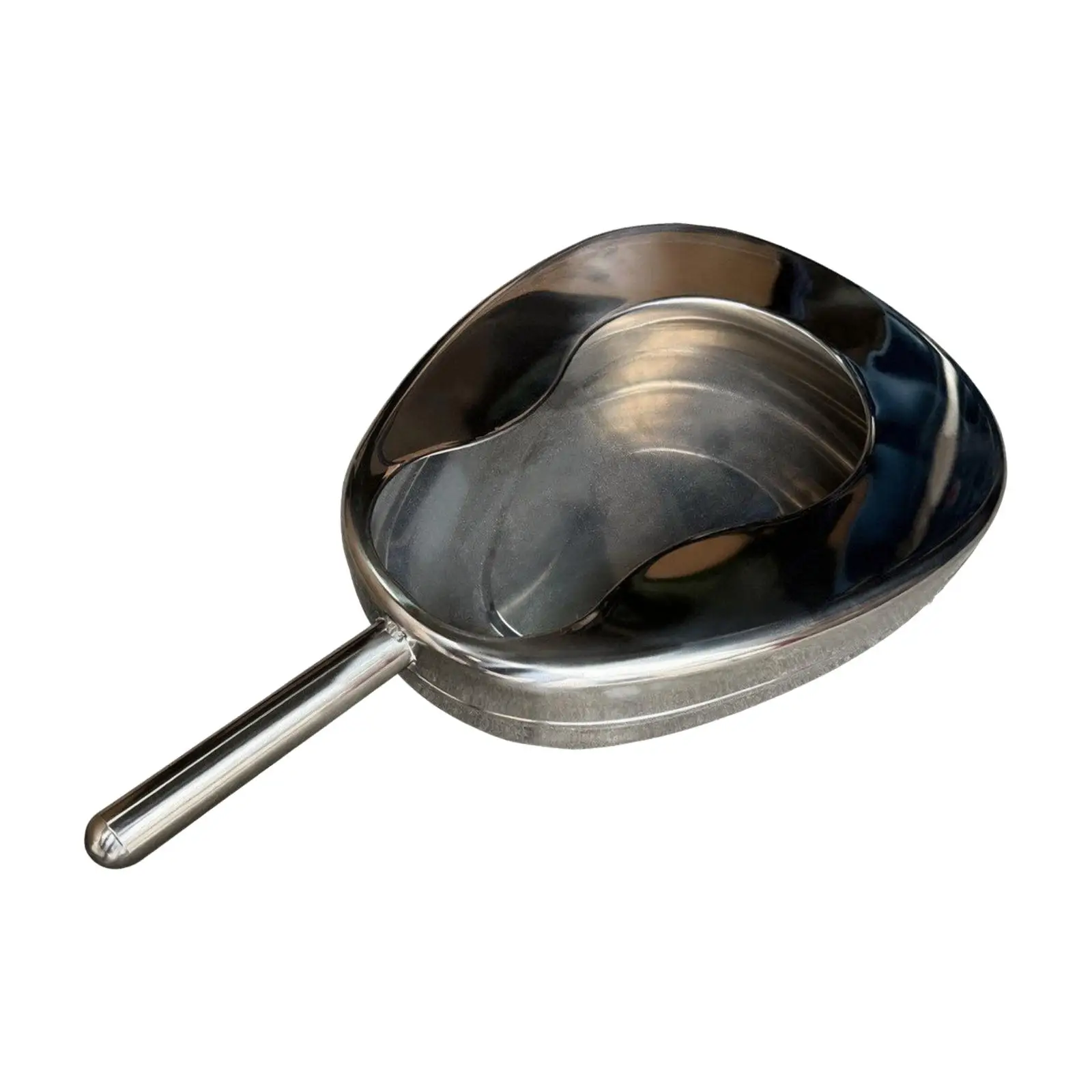 304 Stainless Steel Bedpan with Integrated Handle Easy to Clean Polished Stainless Steel Bedside Bedpan Metal Bed Pan Ergonomic