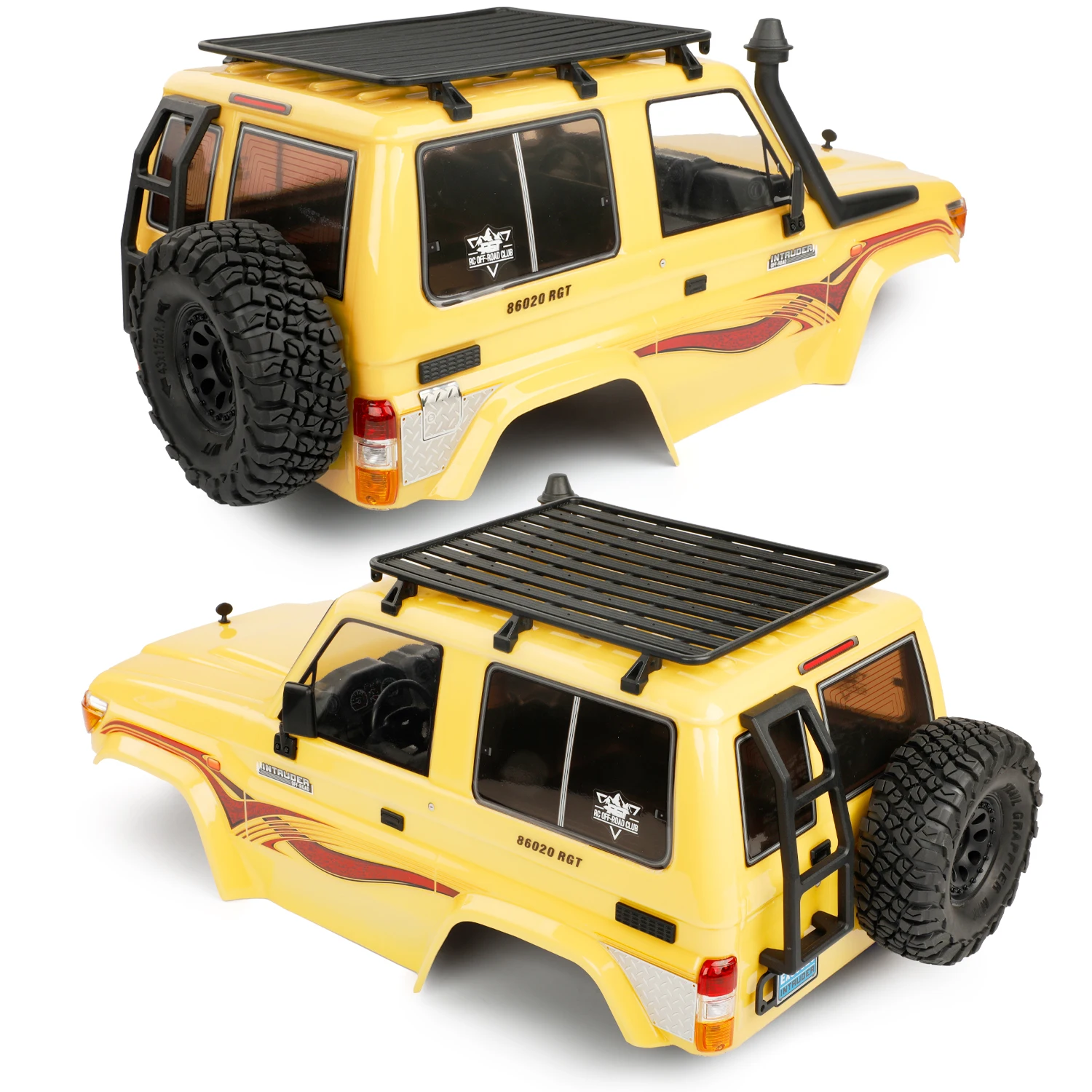 스테인레스 스틸 테일 사이드 스커트 및 연료 탱크 장식 시트 1/10 RC 크롤러 자동차 RGT LC71 EX86020 랜드 크루즈 업그레이드 부품