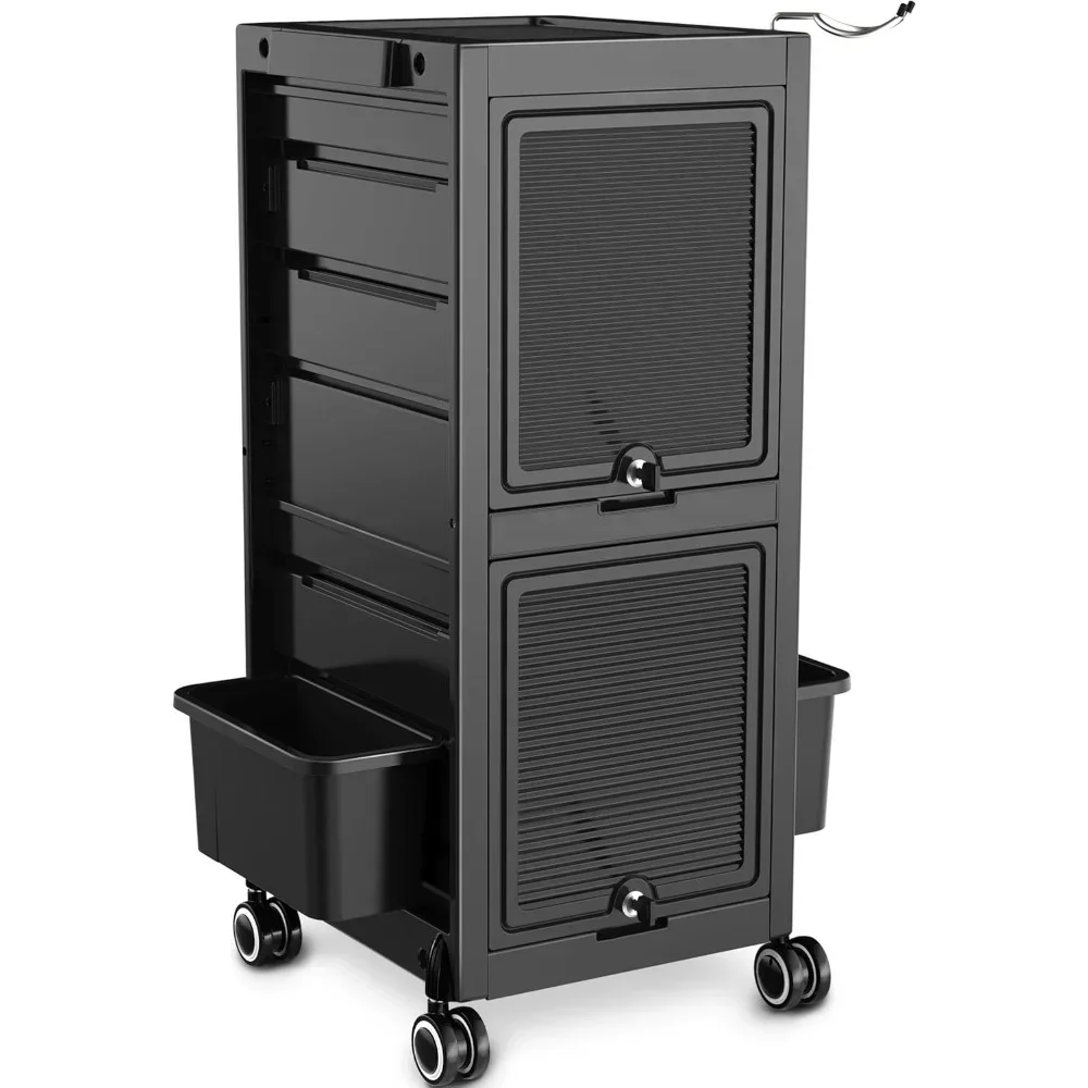 

Premium Lockable Salon Trolley Cart with Wheels and 6 Drawers & 2 Bucket, Versatile Salon Cart for Hair Stylist, Salon trolley