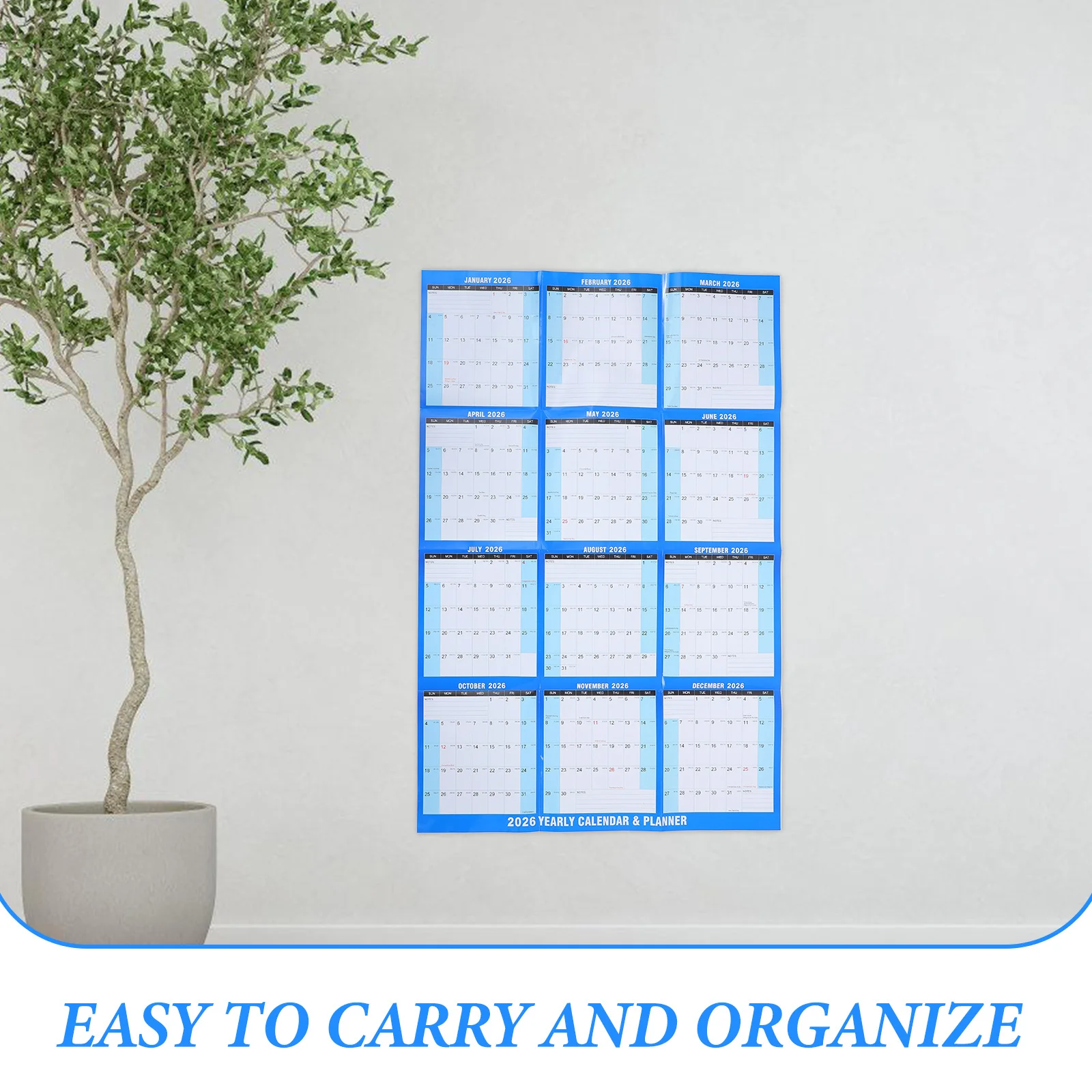 10 Stuks Grote 2026 Muur Kalender Dik Papier Opknoping Kalender Voor Home Office School Droog Wissen Jaarlijkse Planner Jaarlijkse Muur