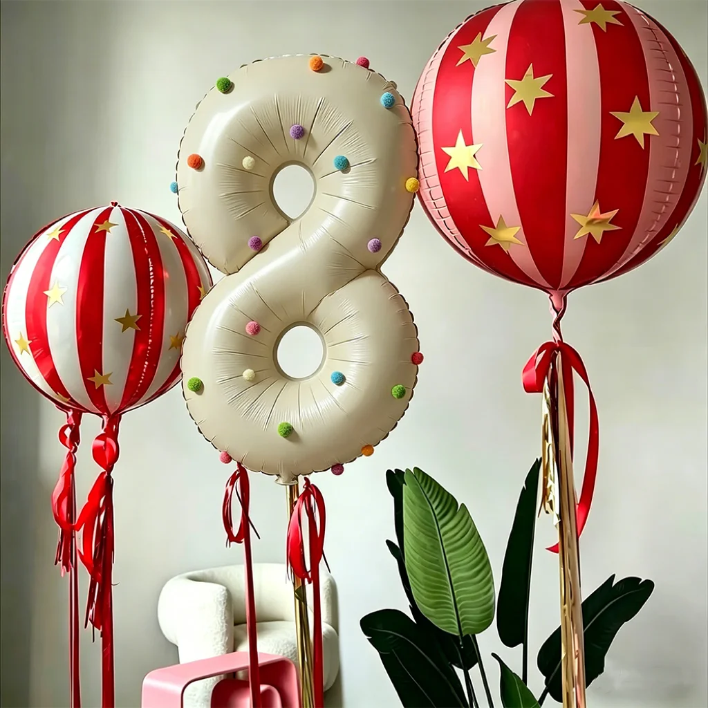 26-teiliges 4D Gestreiftes Stern-Set mit 40-Zoll Zahlen-Folienballon für Geburtstagsfeier, Hochzeit, DIY-Dekoration, Familienfeier-Dekorationsbedarf – Detail 7