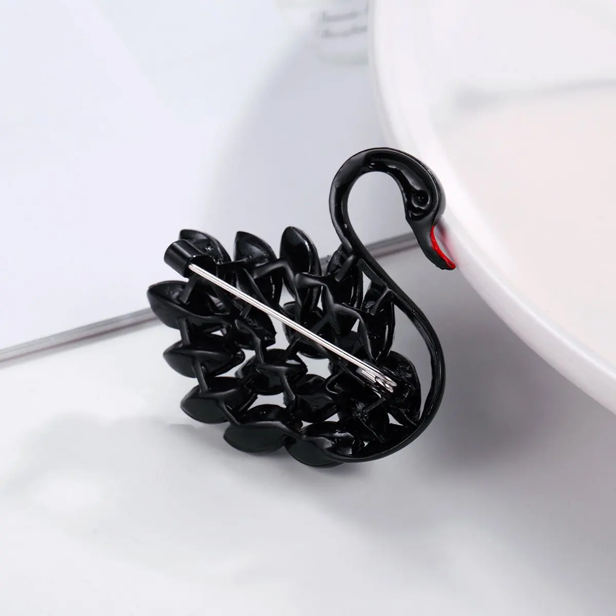 Luxury Rhinestone Black Swan Brooches For Women Suit Dress Accessories Elegant Bird Animal Brooch Pins Office Party Jewelry Gift image 4