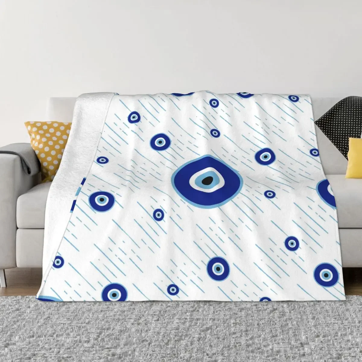 

Evil Eye Plaid Baby Blanket Flannel Spring/Autumn Bohemian Boho Hippie GeometricLightweight Babe Carpets For Bed Car Rug Piece