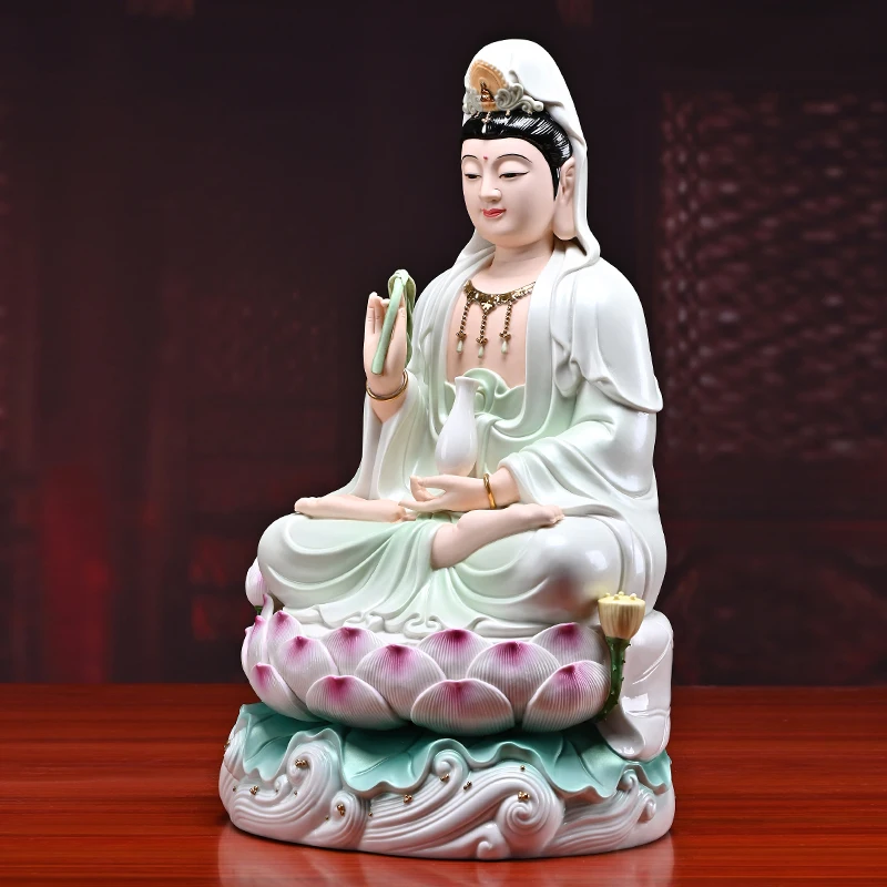 2023  TOP grade COLOR Porcelain GUAN YIN PU SA BUDDHA home Altar shop Worship efficacious Talisman family Goddess Mascot statue