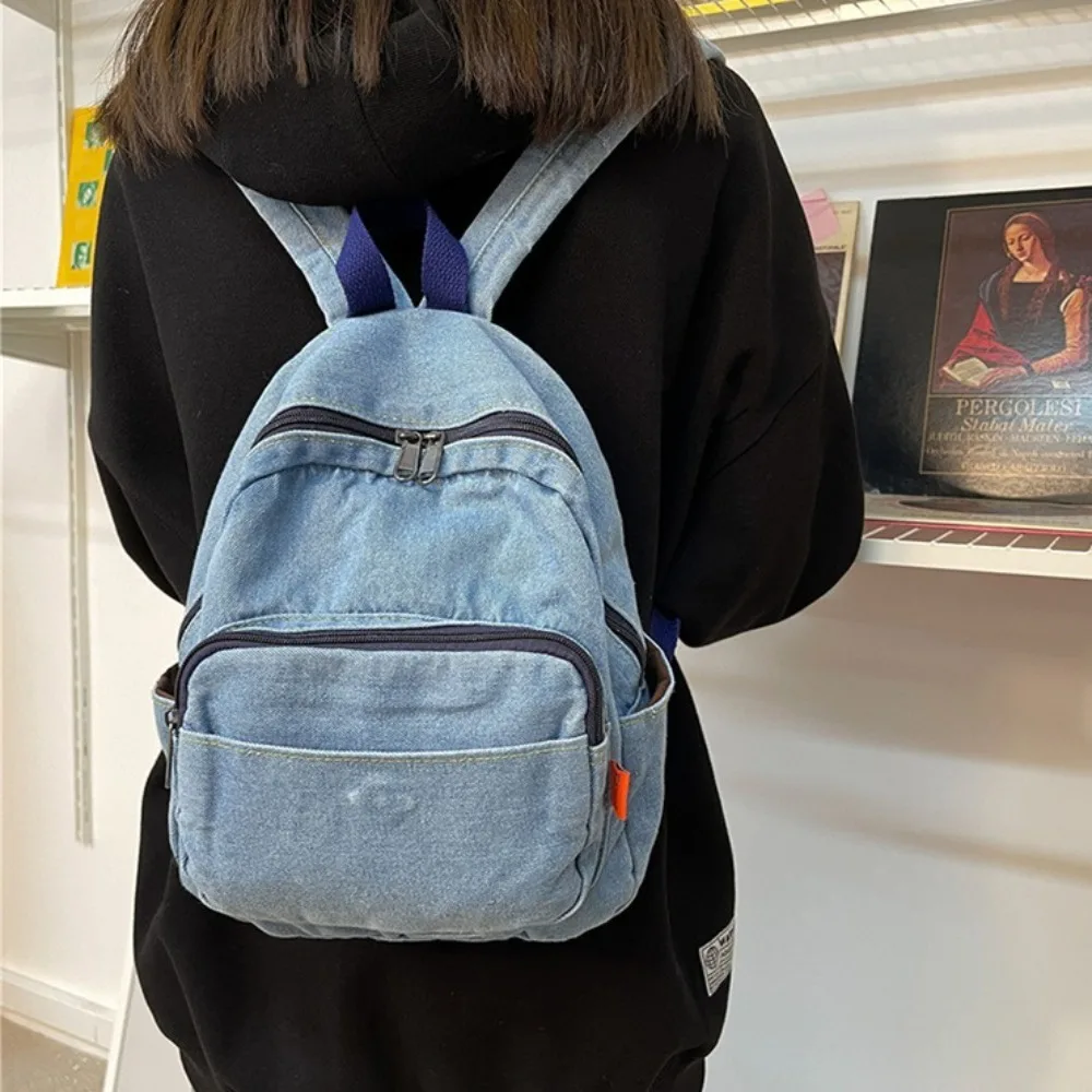 Vintage Denim Backpack School Travel Daypack Shoulder Bags for Teenager Girls