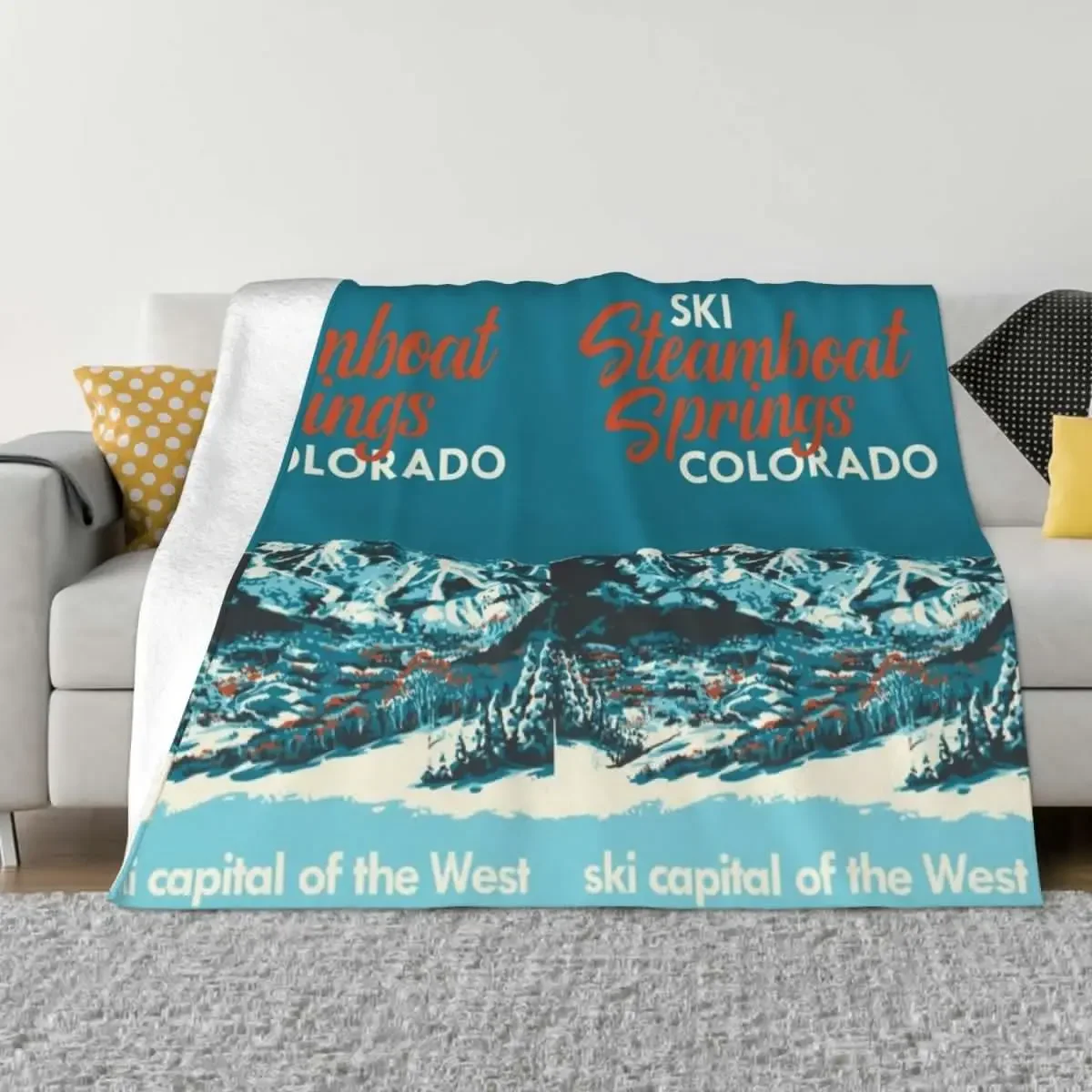 Steamboat Springs Vintage Ski Poster Throw Blanket Decorative Throw Stuffeds Blankets