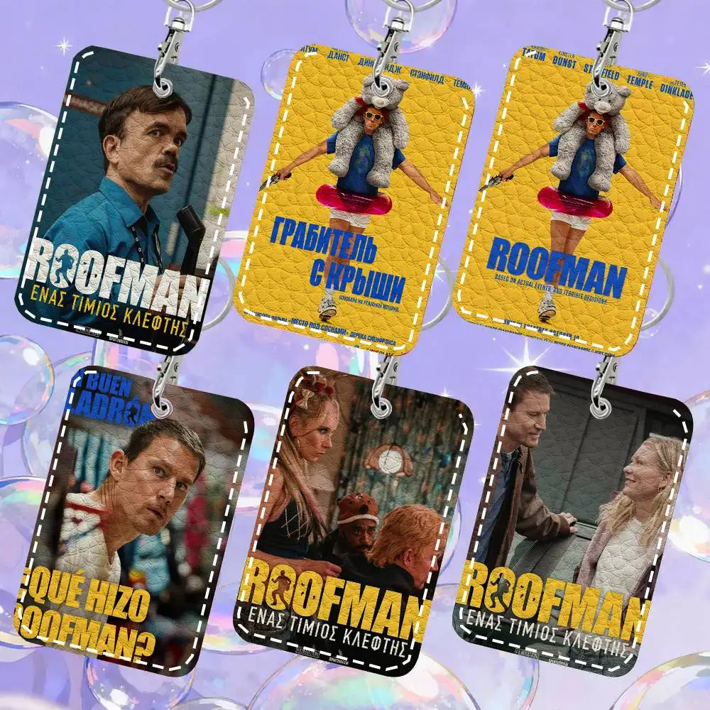 Crime Film R-Roofman Card Case Keychain Access Card Bag Key Tag Ring Leather Card Holder Key Ring Access