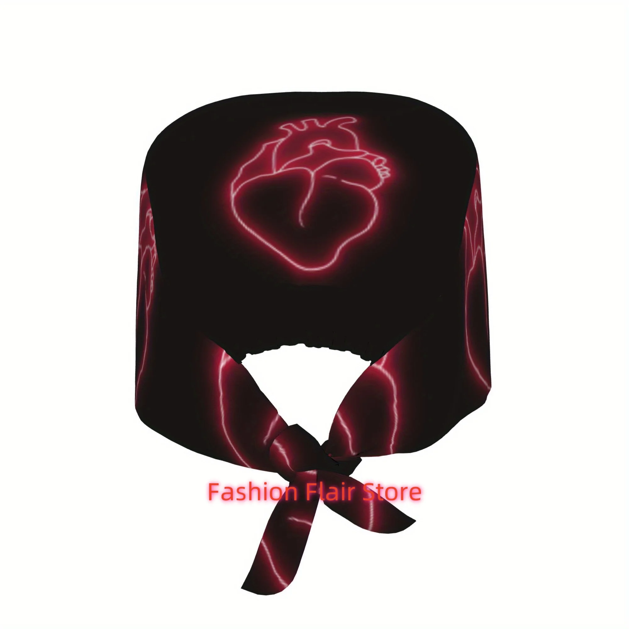 1pc of Neon Unisex Trendy Printed Work Cap - Lightweight Adjustable Skull Cap with Tie-Back for Nurses, Dustproof Chef And Cooki