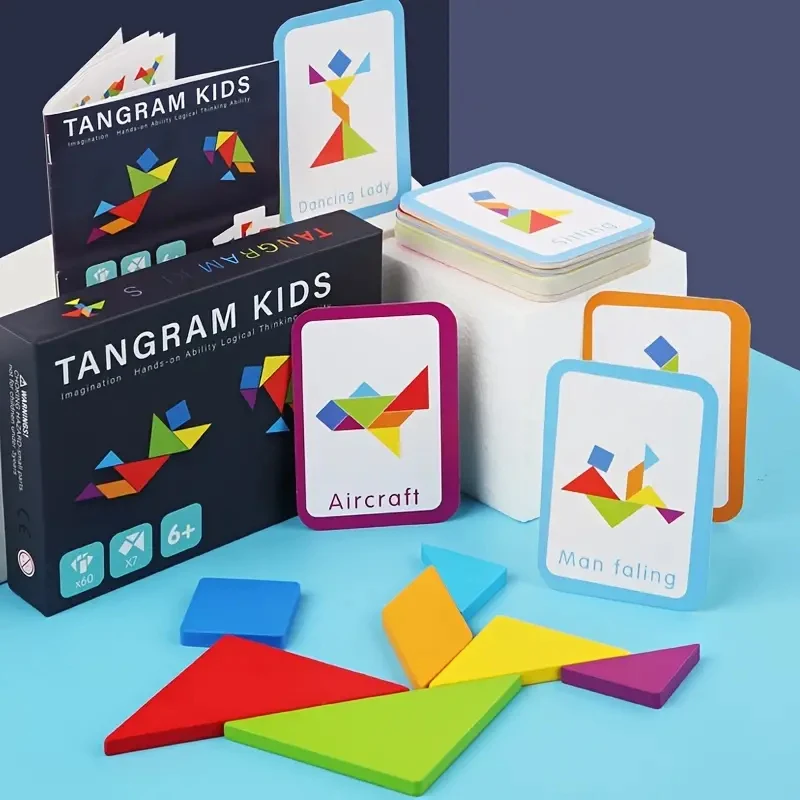 Drewniane puzzle Tangram gry planszowe dla dzieci zabawki edukacyjne Montessori dla dzieci przedszkole kształt geometryczny pomoce nauczycielskie